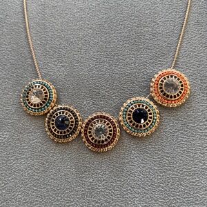 Vintage Avon Gold Tone Colorful Round Pendants Necklace